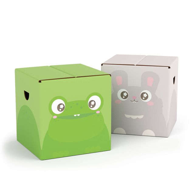 Cardboard stool Happy Frog & Rabbit