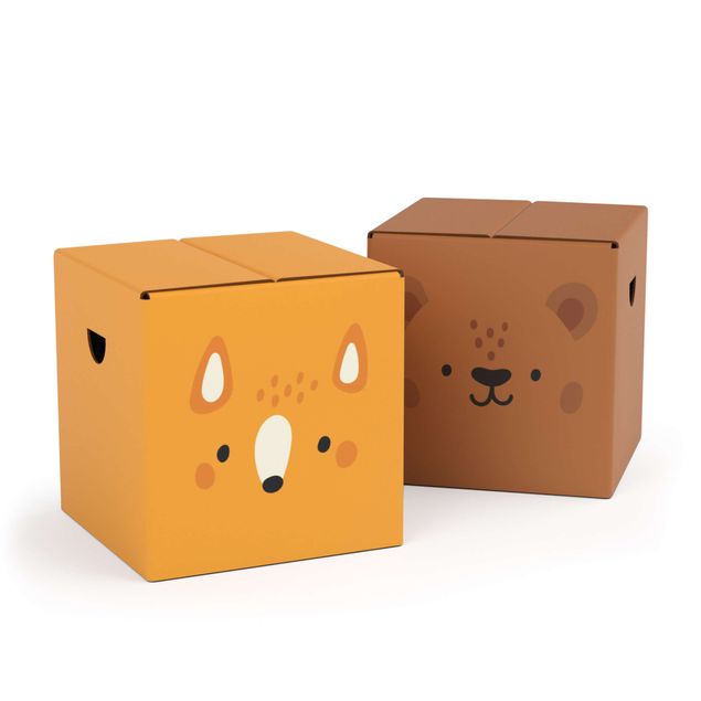 Cardboard stool Cute Fox & Bear