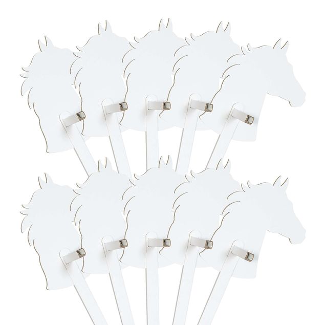 stick horse 10pc Set Horse White for Drawing/Stickers