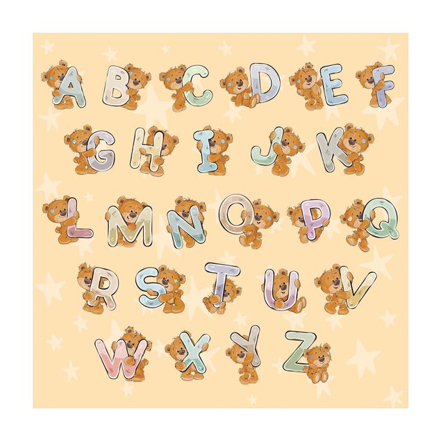 Vinyl Floor Mat - I Am Learning The Alphabet with Teddy From A To Z - Square Format 1:1