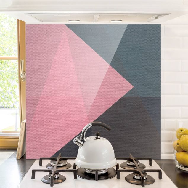 Glass splashback abstract Pink Transparency Geometry