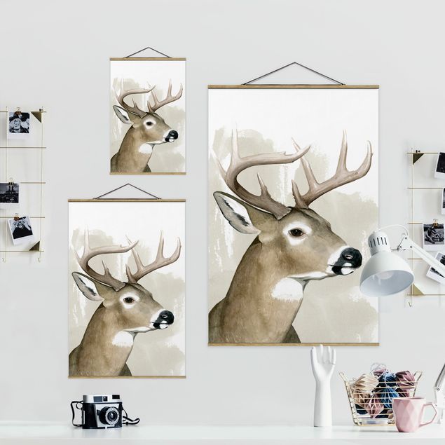 Fabric print with poster hangers - Forest Friends - Hirsch