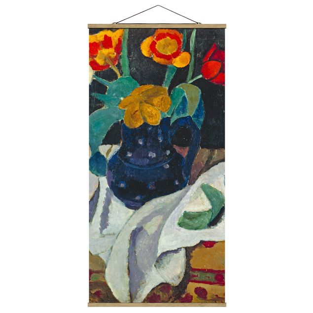 Fabric print with poster hangers - Paula Modersohn-Becker - Still Life with Tulips