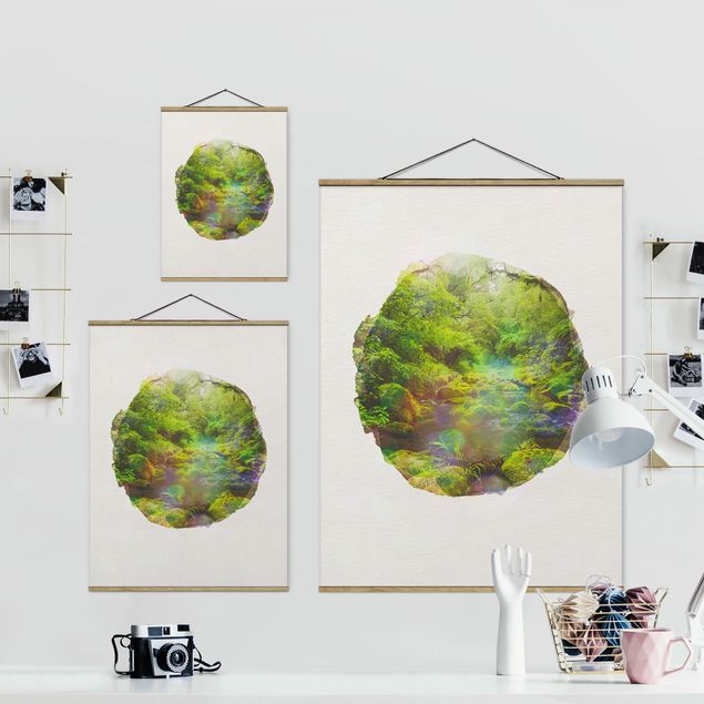 Fabric print with poster hangers - WaterColours - Bay Of Plenty