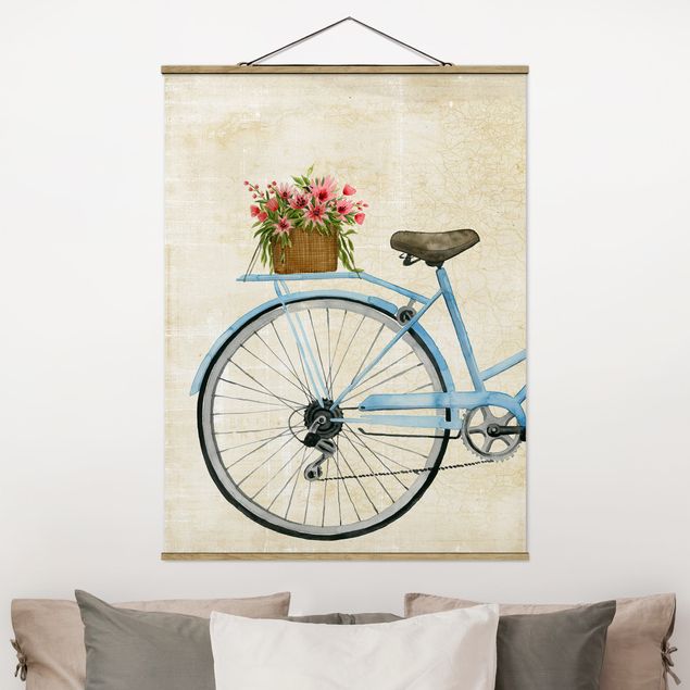 Fabric print with poster hangers - Flowers Courier II