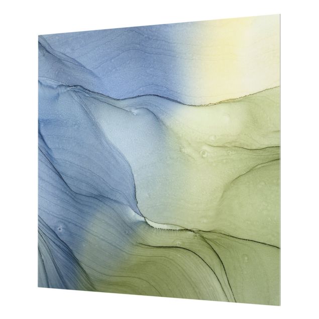 Splashback - Mottled Bluish Grey With Moss Green - Square 1:1