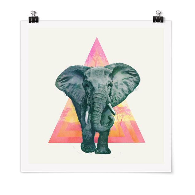 Poster - Illustration Elephant Front Triangle Painting