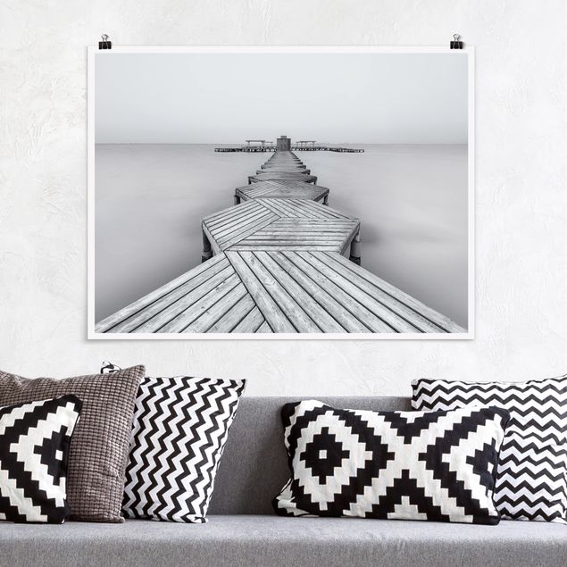 Poster - Wooden Pier In Black And White
