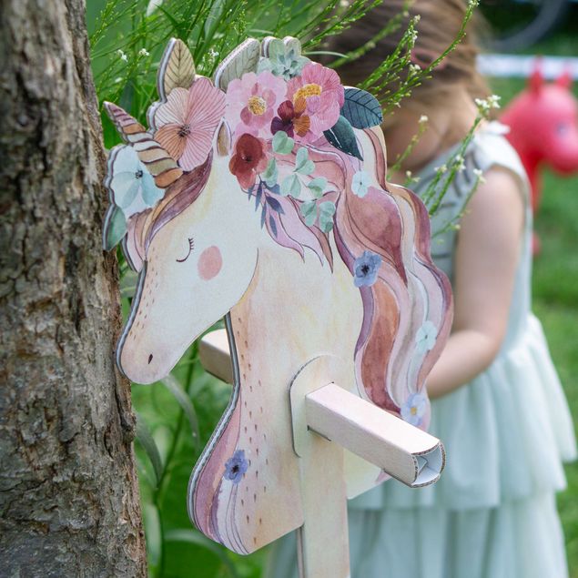 hobby horse toy Unicorn Watercolour