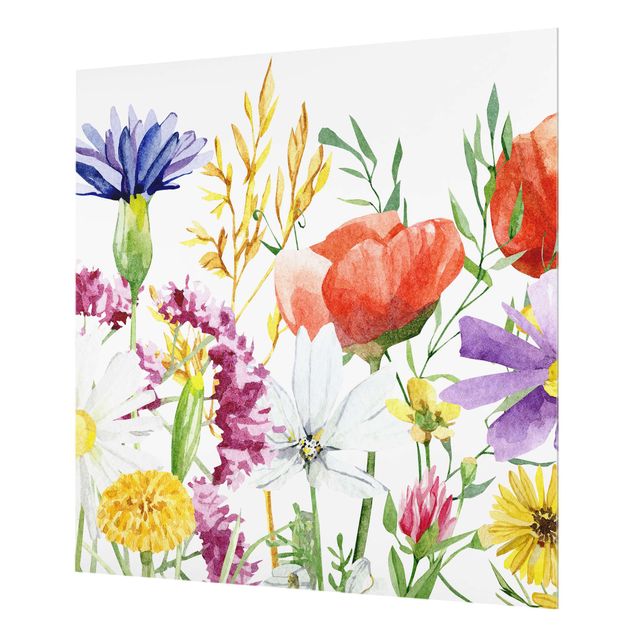 Splashback - Watercolour Flowers - Square 1:1