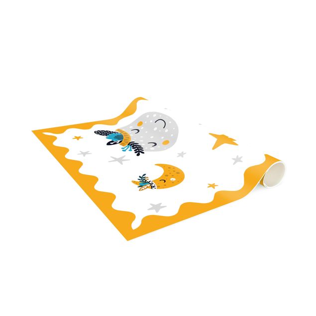 contemporary rugs Sleaping Friends Moon And Stars With Frame
