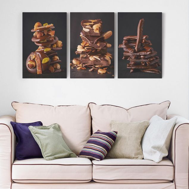 Print on canvas 3 parts - A stack of chocolate