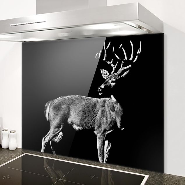 Glass splashback kitchen animals Deer In The Dark
