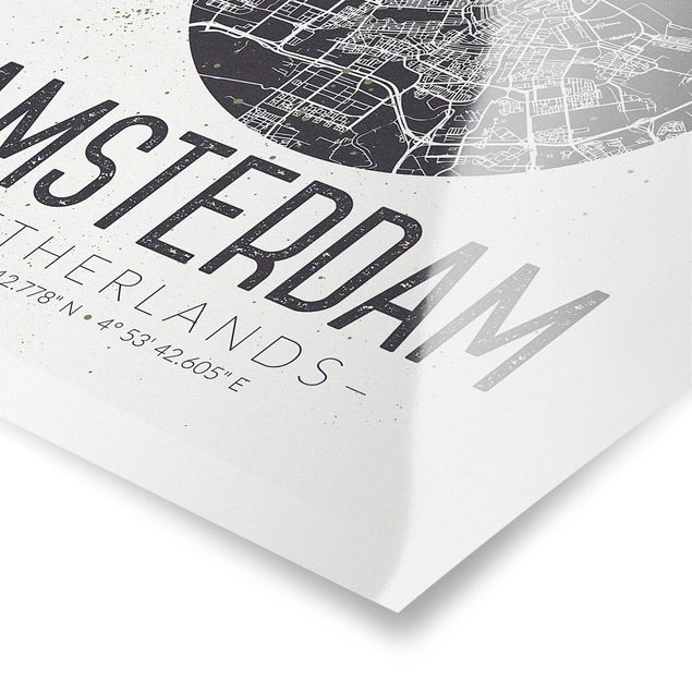 Poster city, country & world maps - Amsterdam City Map - Retro