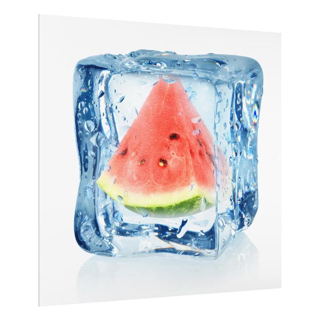 Glass Splashback - Melon in ice cube - Square 1:1