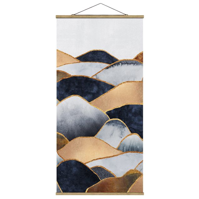 Fabric print with poster hangers - Golden Mountains Watercolour