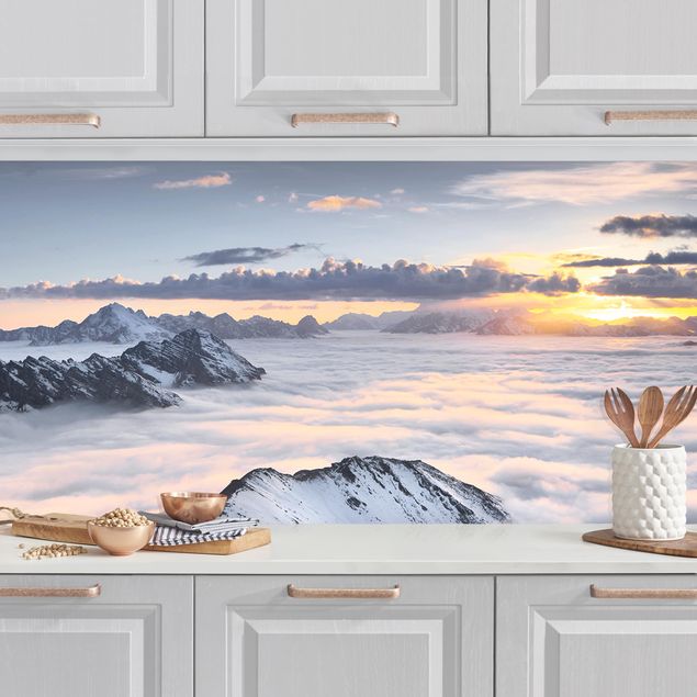 Kitchen splashback landscape View Of Clouds And Mountains