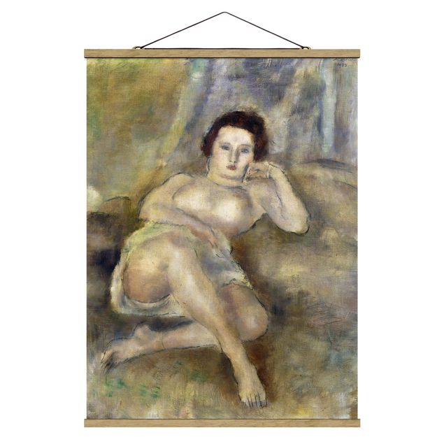 Fabric print with poster hangers - Jules Pascin - Lying young Woman
