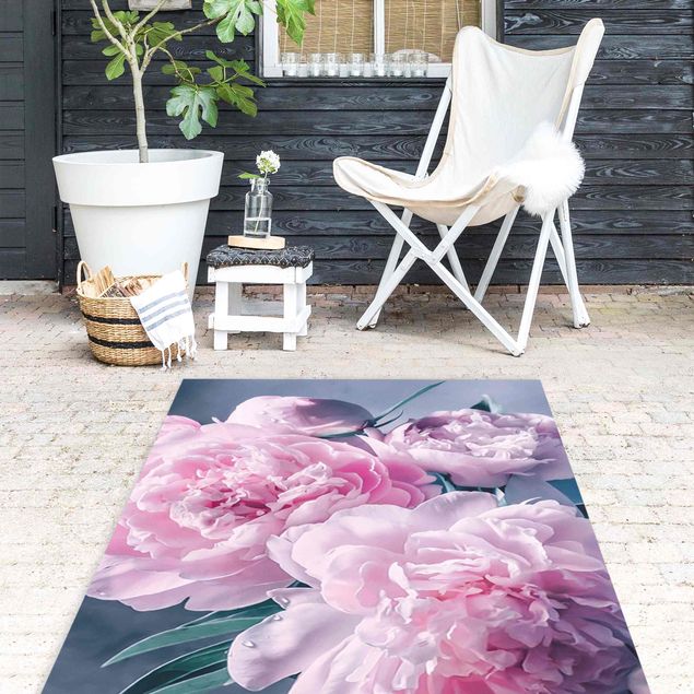 outdoor mat Vase With Light Pink Peony Shabby