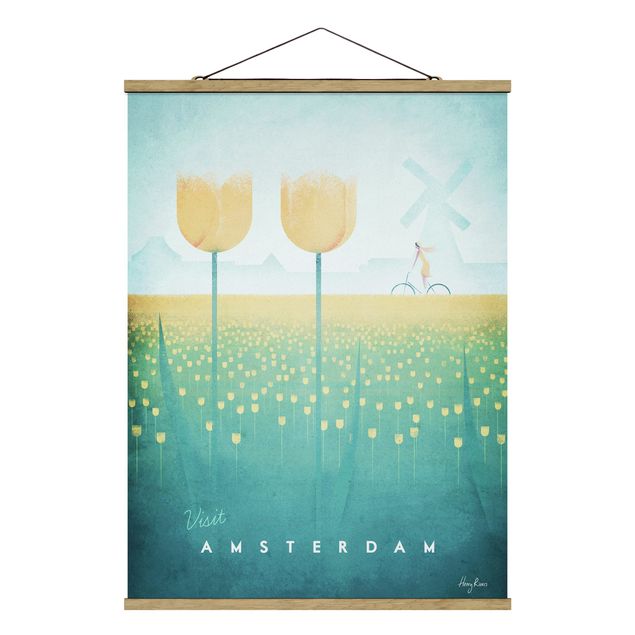 Fabric print with poster hangers - Travel Poster - Amsterdam
