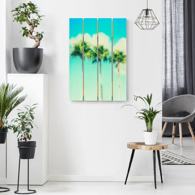 Print on wood - Palm Trees Against Blue Sky