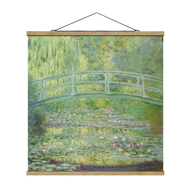 Fabric print with poster hangers - Claude Monet - Japanese Bridge