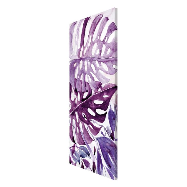 Magnetic memo board - Watercolour Tropical Leaves With Monstera In Aubergine