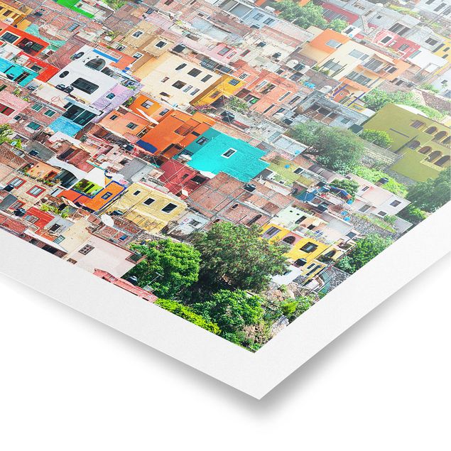 Poster - Coloured Houses Front Guanajuato
