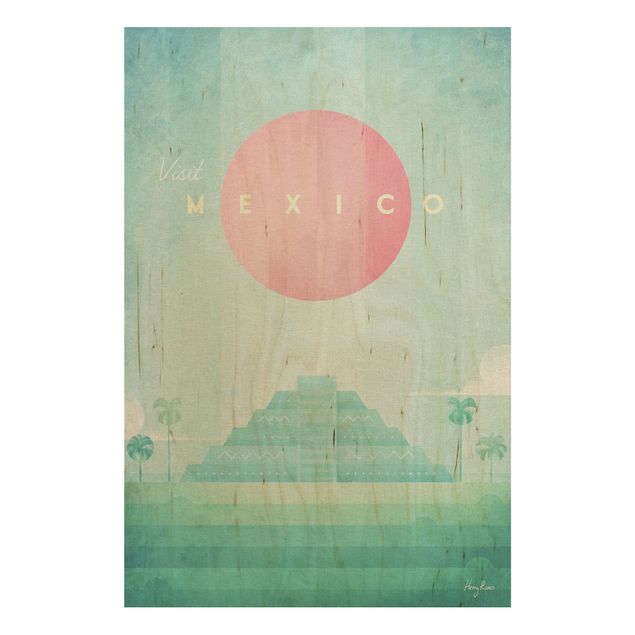 Print on wood - Travel Poster - Mexico