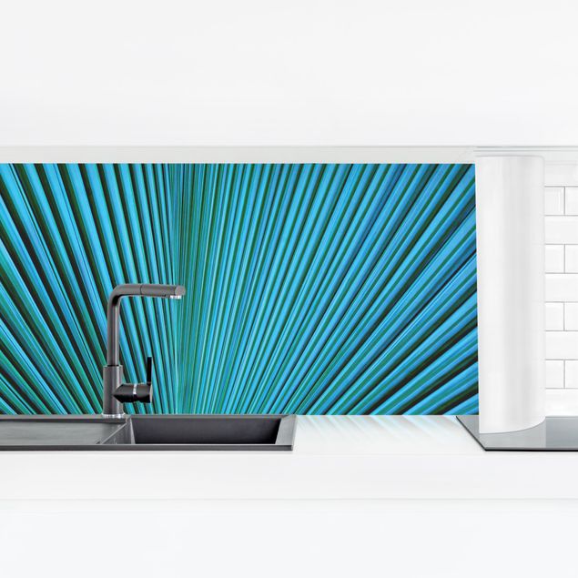 Kitchen wall cladding - Tropical Plants Palm Leaf In Turquoise II