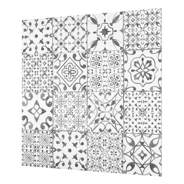 Glass Splashback - Pattern Tiles Gray White - Square 1:1