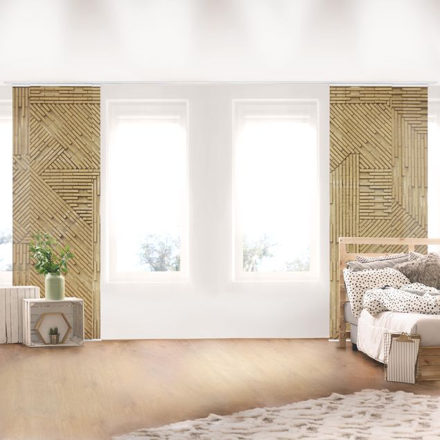 Sliding panel curtains set - Design Clinker Brick Natural