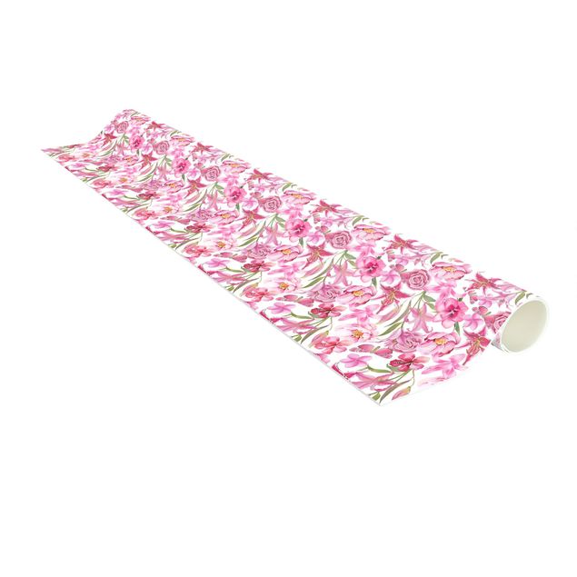 modern area rugs Pink Flowers With Butterflies
