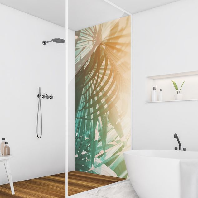 Shower wall cladding - Tropical Plants Palm Trees At Sunset