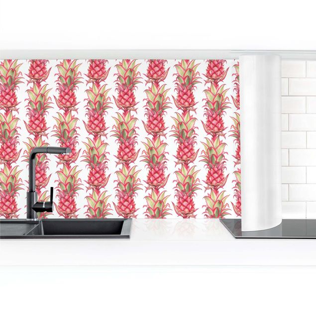 Kitchen wall cladding - Tropical Pineapple Stripes II