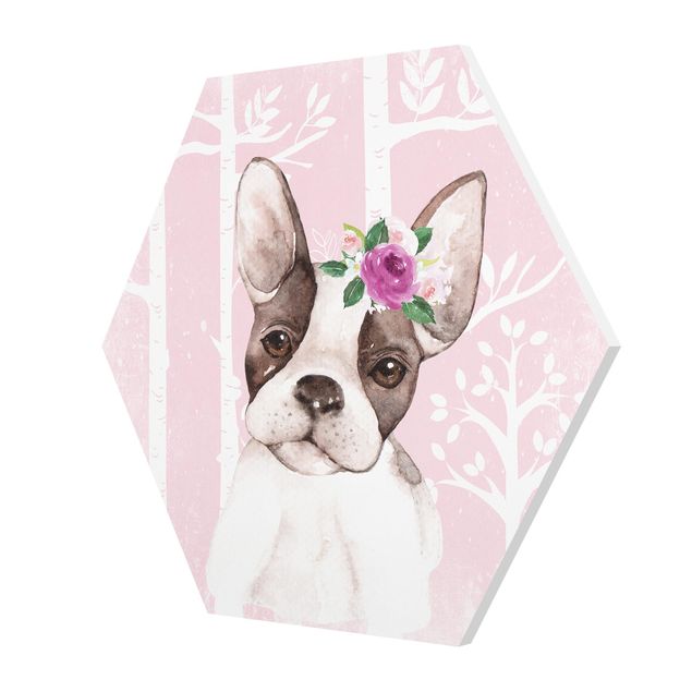 Hexagon Picture Forex - Watercolor Pug Pink