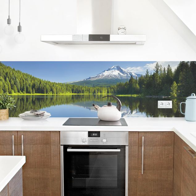 Kitchen wall cladding - Volcano With Water Reflection
