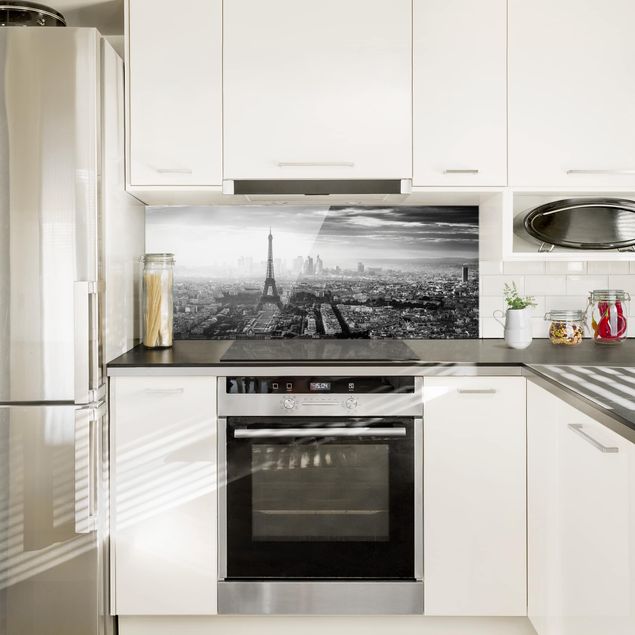 Glass splashbacks The Eiffel Tower From Above Black And White