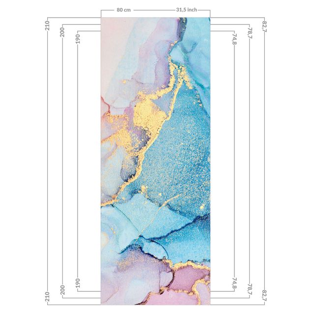 Shower wall cladding - Watercolour Pastel Colourful With Gold
