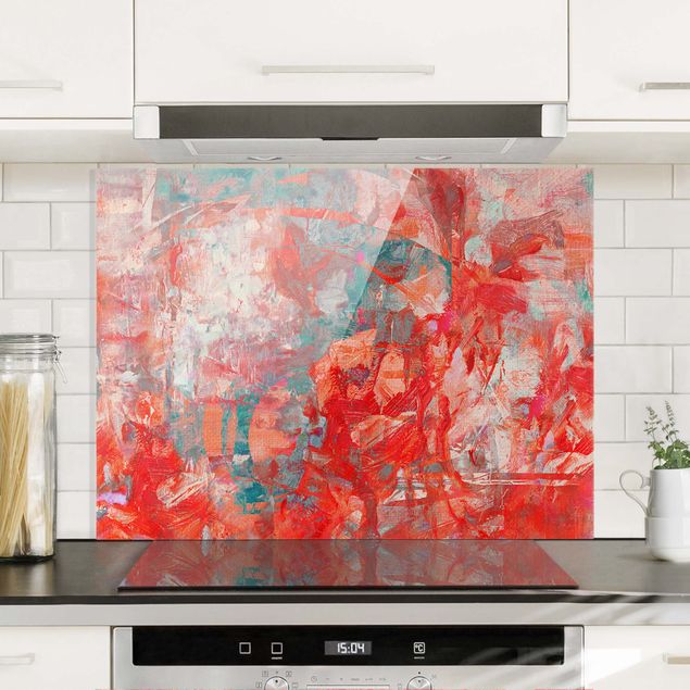 Glass splashback abstract Red Fire Dance