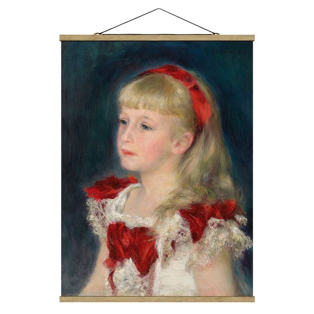 Fabric print with poster hangers - Auguste Renoir - Mademoiselle Grimprel with red Ribbon