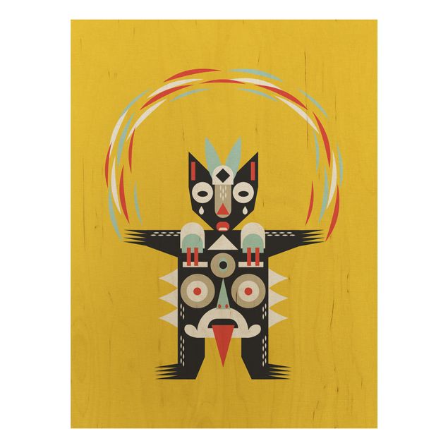 Print on wood - Collage Ethno Monster - Juggler