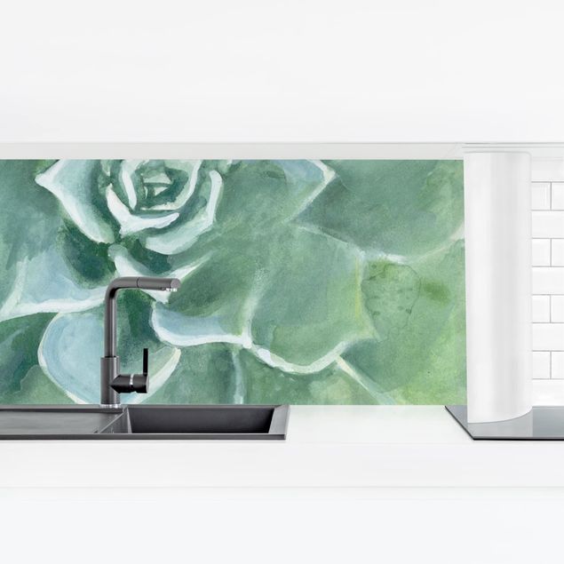 Kitchen wall cladding - Succulent Plant Watercolour Dark