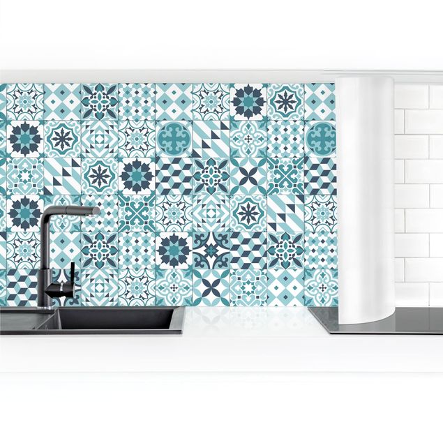 Kitchen wall cladding - Geometrical Tile Mix Turquoise