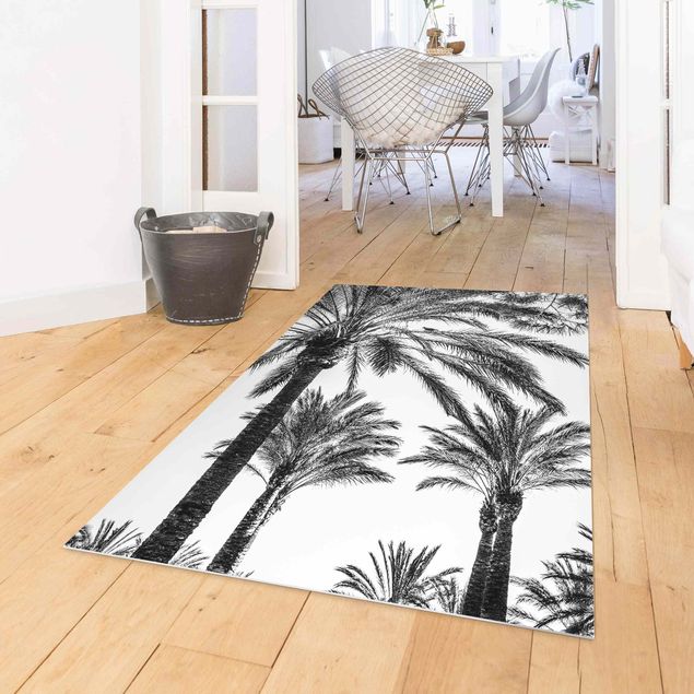 outdoor patio rugs Palm Trees At Sunset Black And White