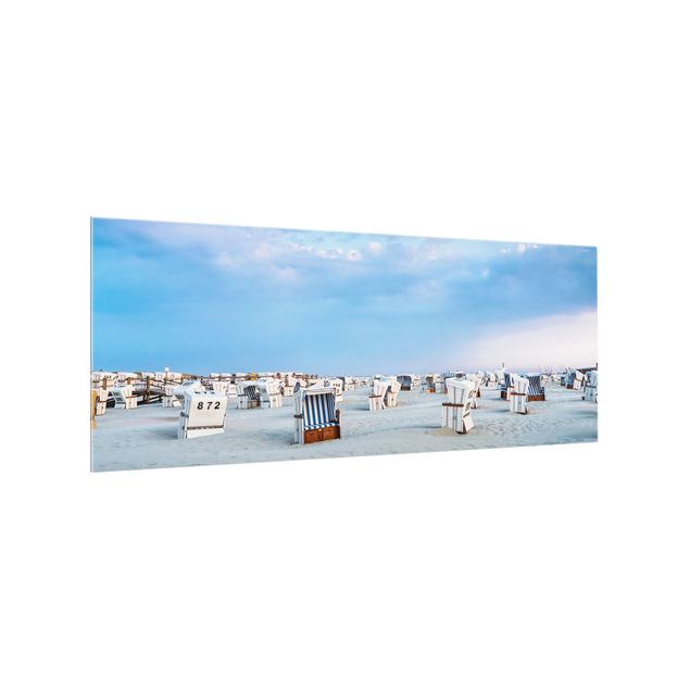 Glass splashback beach Beach Chairs On The North Sea Beach
