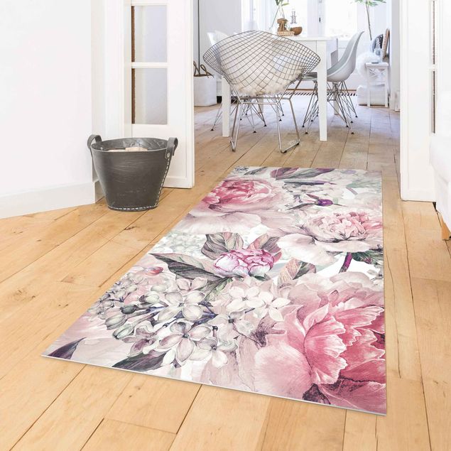 outdoor mat Delicate Watercolour Peony Pattern