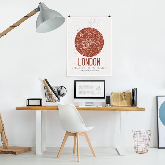 Poster city, country & world maps - City Map London - Retro