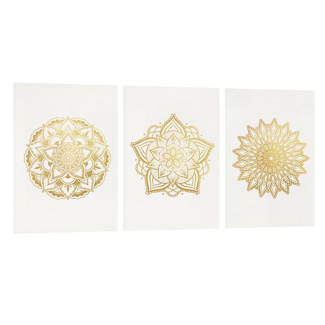 Print on canvas - Mandala Flower Sun Illustration Set Gold