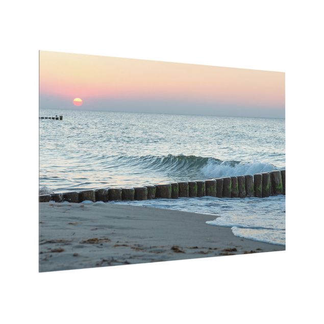 Glass splashback beach Sunset At Sea